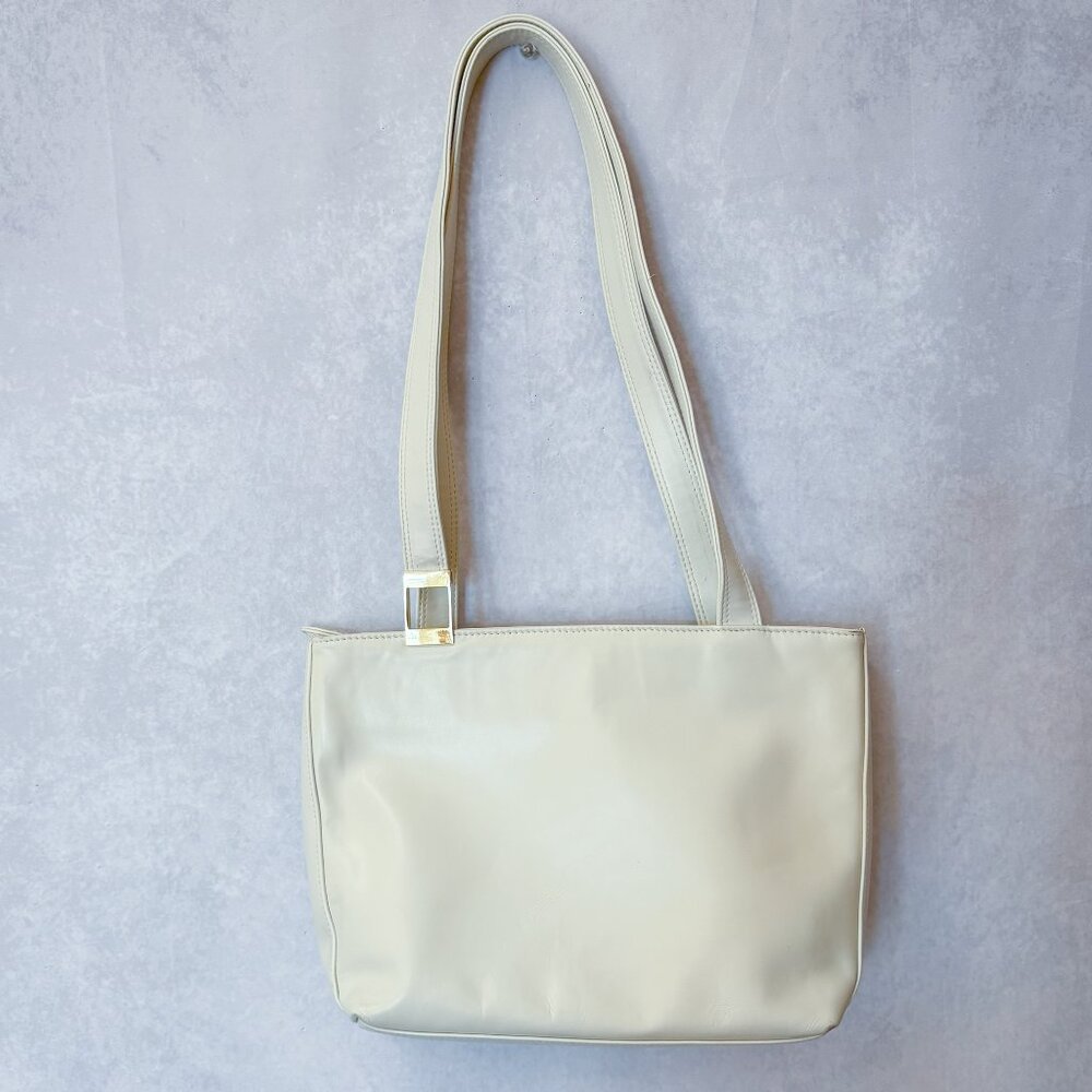 Coletta Vintage Genuine Leather Shoulder Handbag Bag Ivory White Medium